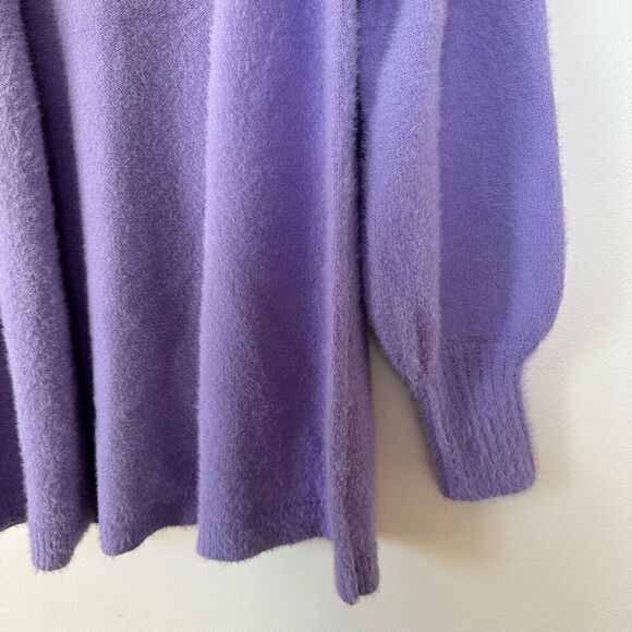 Boston Proper Women’s Plush Balloon Sleeve Cardigan Violet Tulip - Picture 7 of 11